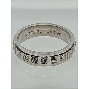 925 Vintage DGS Sterling Silver Wedding Band Worry Stack Spinner Ring Size 6